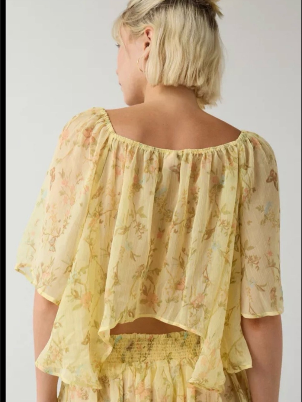 Yellow Floral Peasant Blouse - Picture 2 of 3